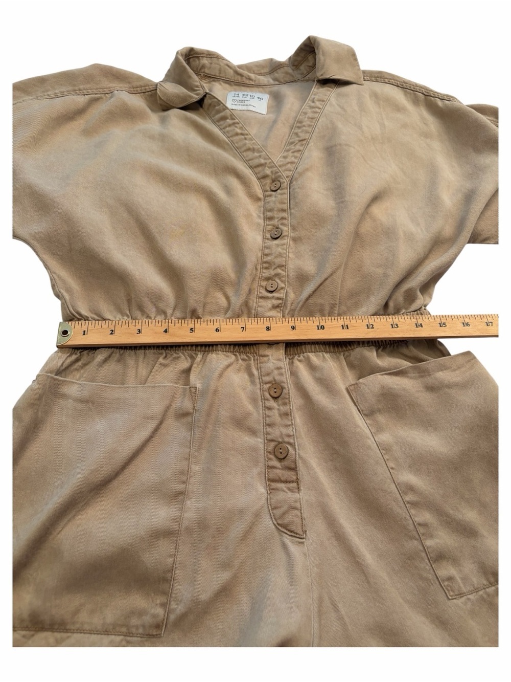 Primark Beige Utility short-sleeve romper / playsuit-Size 10 - Picture 3 of 8